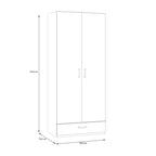 Armoire 2 portes 1 tiroir coloris blanc 89x54x210.5H Arcadia