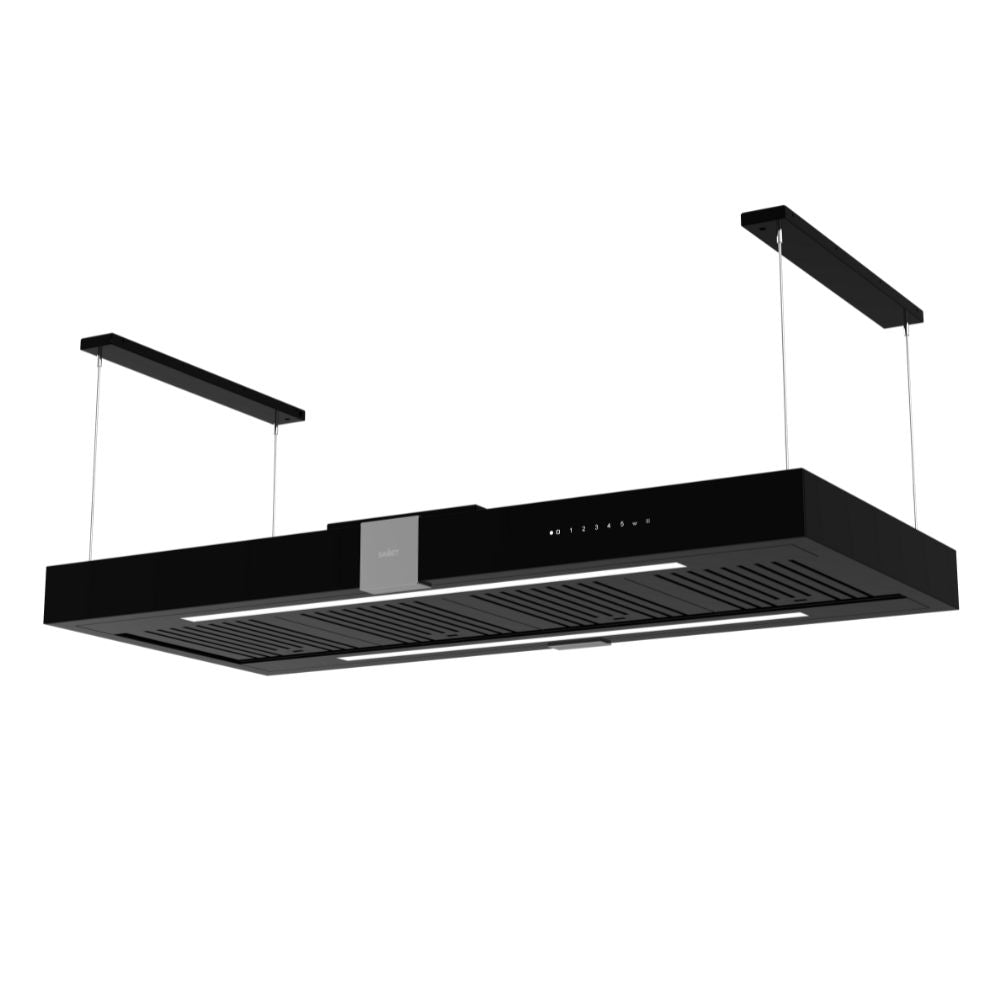 Hotte aspirante couleur noir mat avec cadre couleur inox - Samet Demetra130
