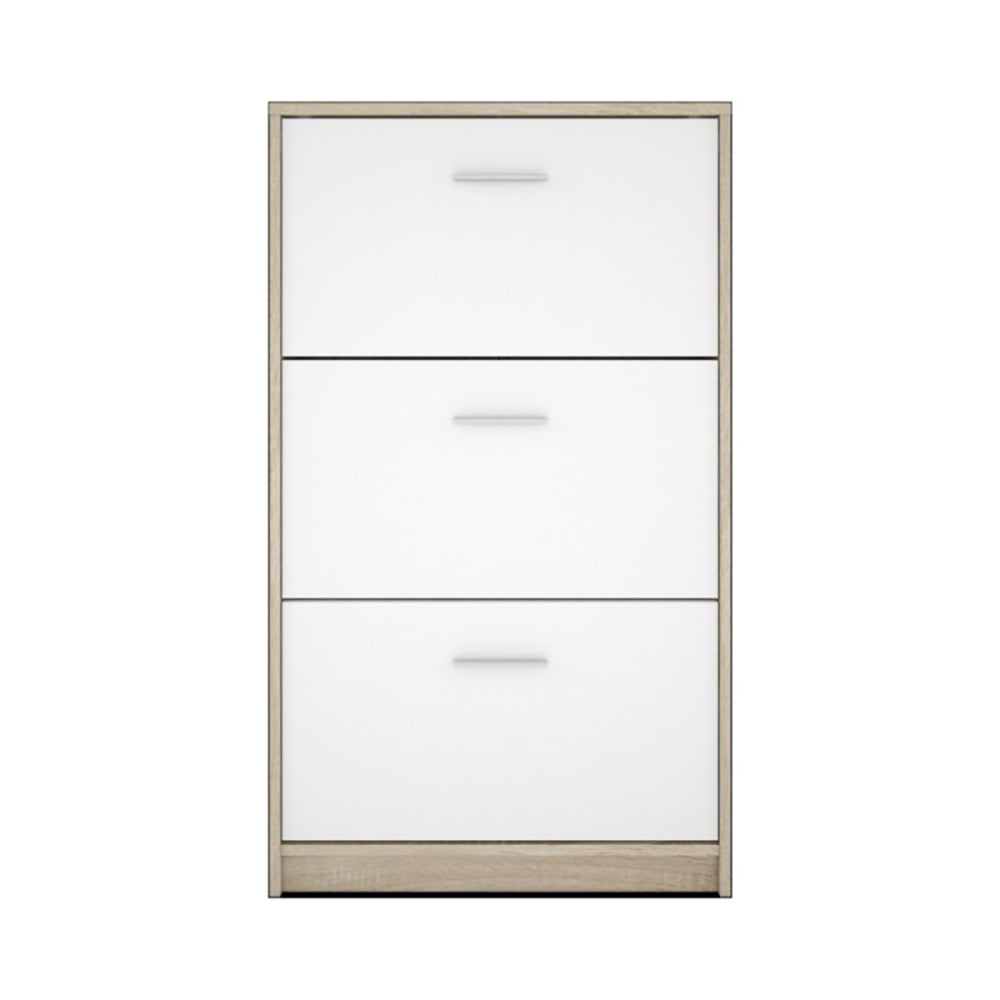 Scarpiera 3 ante a ribalta bianco e struttura colore rovere 69,5x120H cm - Nepo