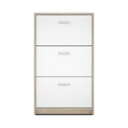 Scarpiera 3 ante a ribalta bianco e struttura colore rovere 69,5x120H cm - Nepo