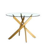 Tavolo rotondo 130x130 cm in vetro temperato con gambe incrociate oro Peyton
