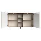 Credenza 2 ante design geometrico e vani a giorno cashmere e rovere Mirage08