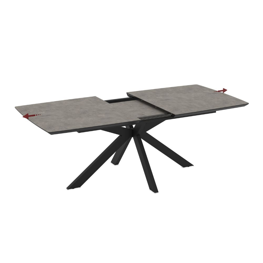Ausziehbarer Tisch Zementplatte und schwarzes Untergestell 180/240x100x76H Verano