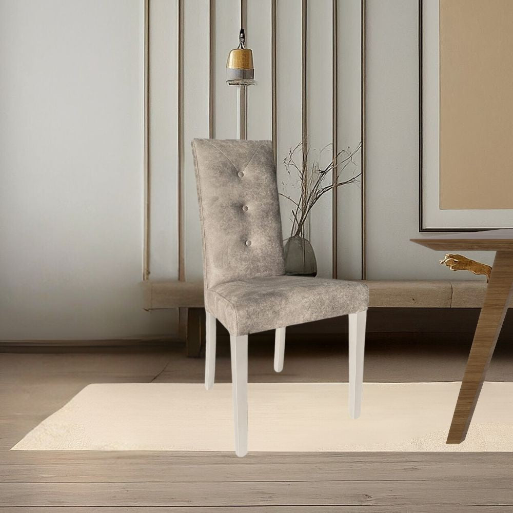 Set 2 sedie 3 bottoni tessuto colore tortora Montecarlo