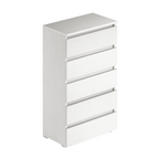 Cassettiera con 5 cassetti colore bianco frassinato 75x127H cm montata