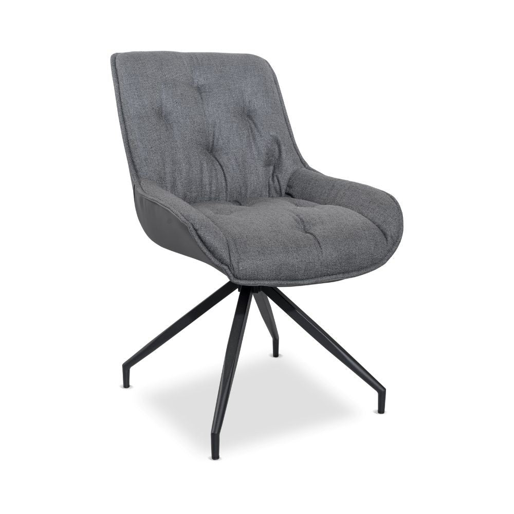 Set 2 Sedia da pranzo colore grigio chiaro con schienale in ecopelle grigio e gambe nere - Agora