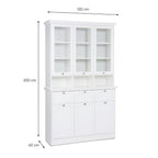 VITRINENSCHRANK 3 Glastüren+offene Fächer+3 Schubladen+3 untere Türen WEISS (001791)