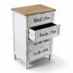 Mobile multiuso shabby chic 4 cassetti bianco e top rovere H 88 cm Breslavia