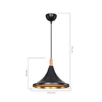 Lampada a sospensione 70h cm colore nero e oro Kano