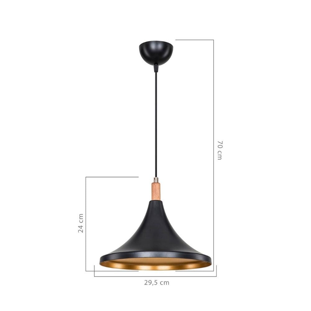 Lampada a sospensione 70h cm colore nero e oro Kano