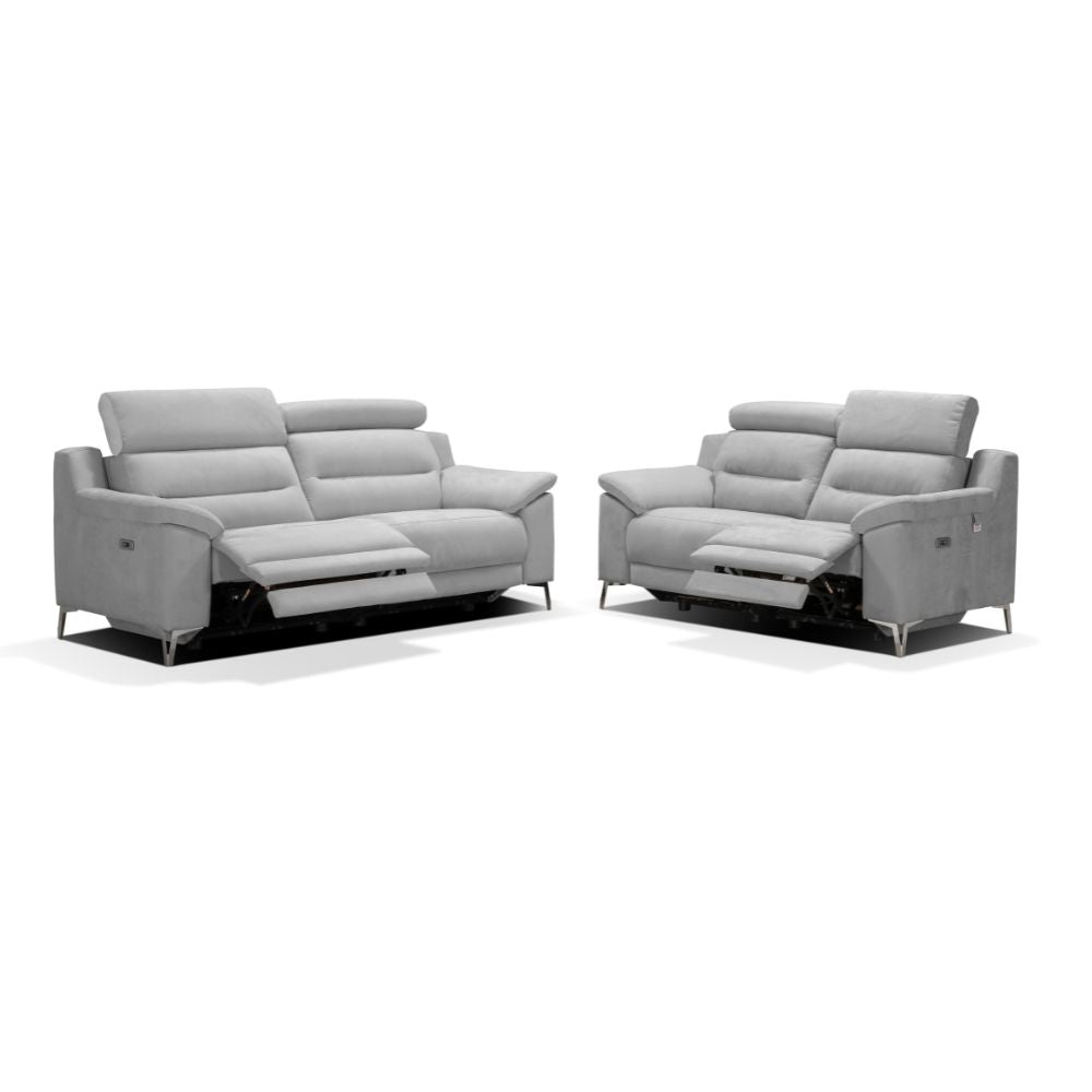Canapé 3 places avec 2 relax électriques en tissu coloris gris 214 cm - Erno