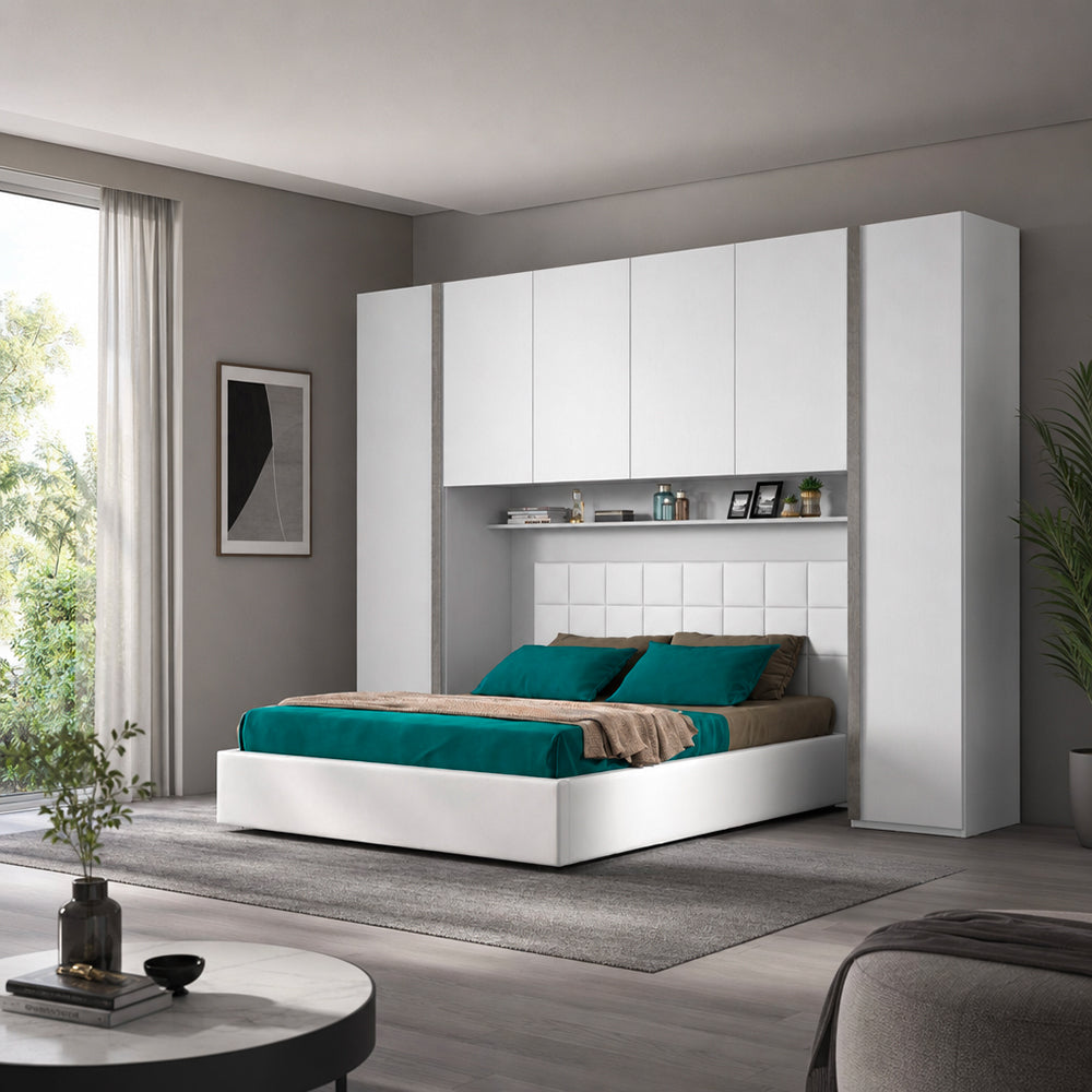 Armoire-pont couleur blanc frêne 288x236H cm - Ettore