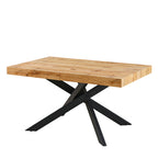 Ausziehbarer Tisch mit Tischplatte in Eichenoptik und schwarzem Gestell 160x90 cm - Belinda