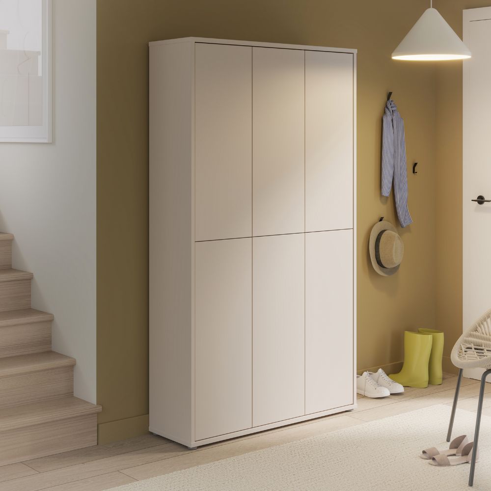 Armoire polyvalente 6 portes 109x35x192 couleur cachemire Medea