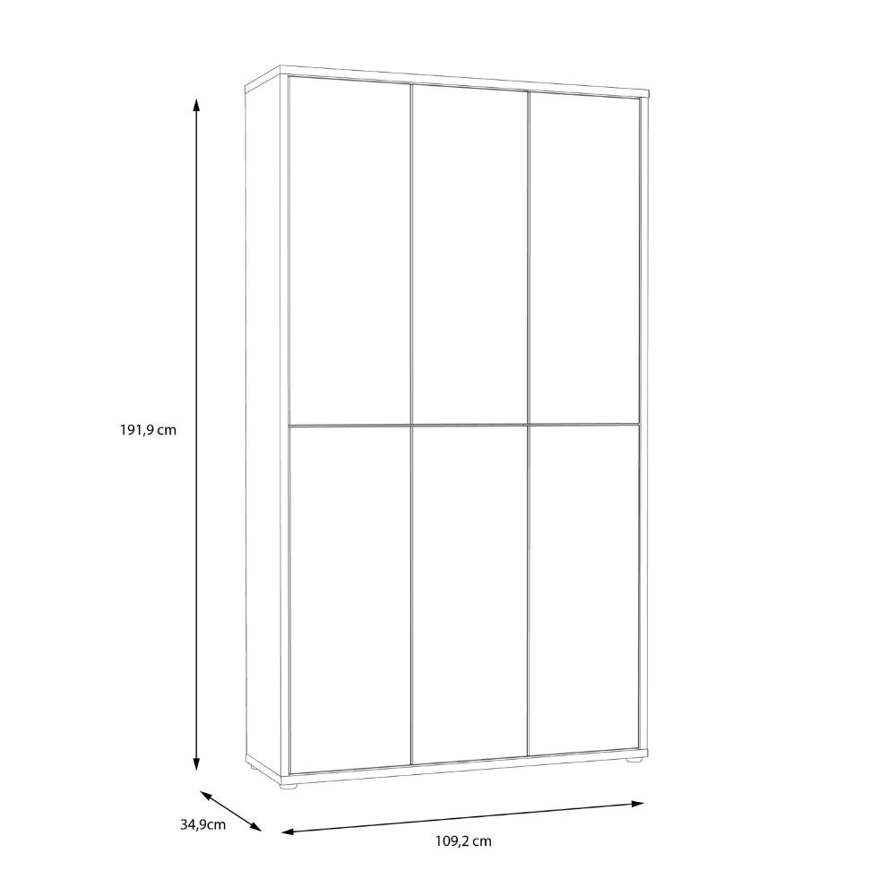 Armoire multi-usage 6 portes 109x35x192 couleur chêne Medea