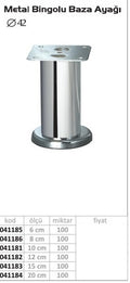 Piede metallo cromato h 15 diametro 4,2