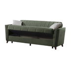 Divano a 3 posti con contenitore e funzione letto colore verde 223 cm - Mokel