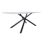 Tavolo fisso con piano effetto marmo bianco e struttura in metallo nero stile Shangai 180x90 Corveo