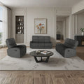 Divano relax 3+2 con poltrona recliner in tessuto grigio scuro PotterSET