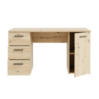 Bureau avec 3 tiroirs et une porte 138x60x75 couleur chêne Domitilla