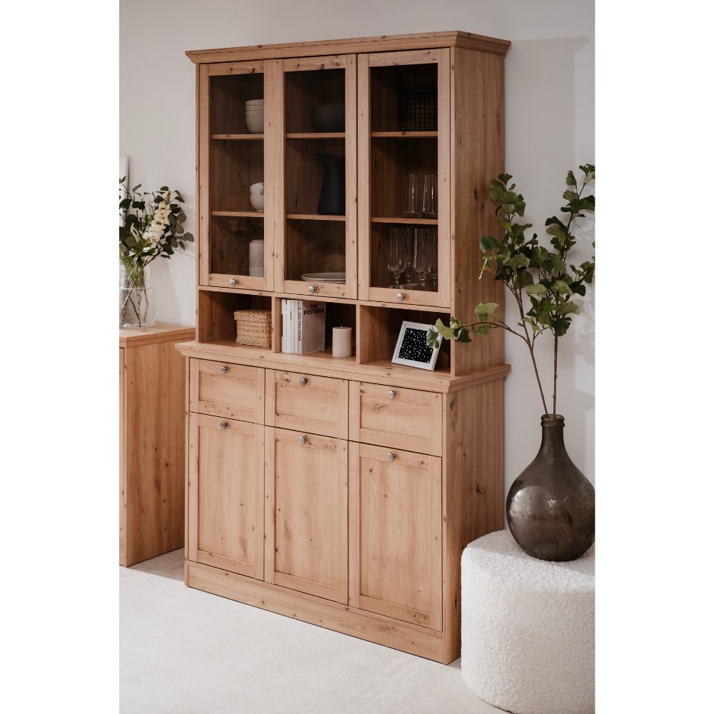 Credenza con vetrina colore rovere anticato 120x200H cm - Tiberio