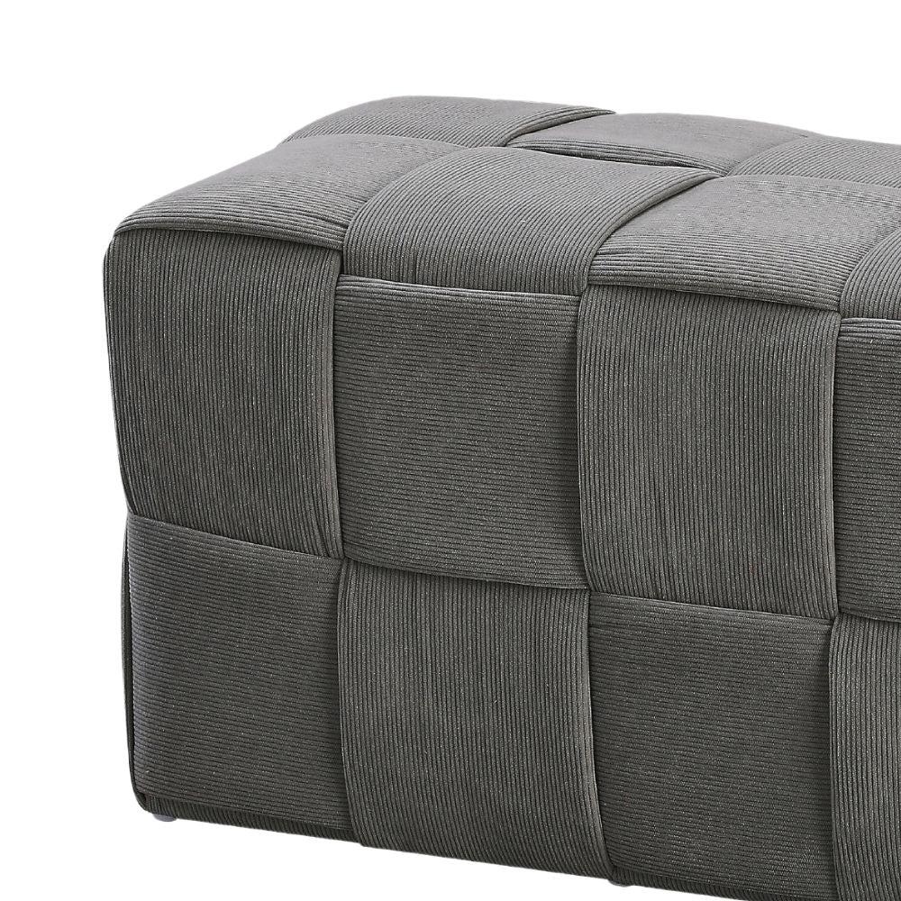 Rechteckiger Pouf in Flechtoptik, grau, 104x39H cm - Artur