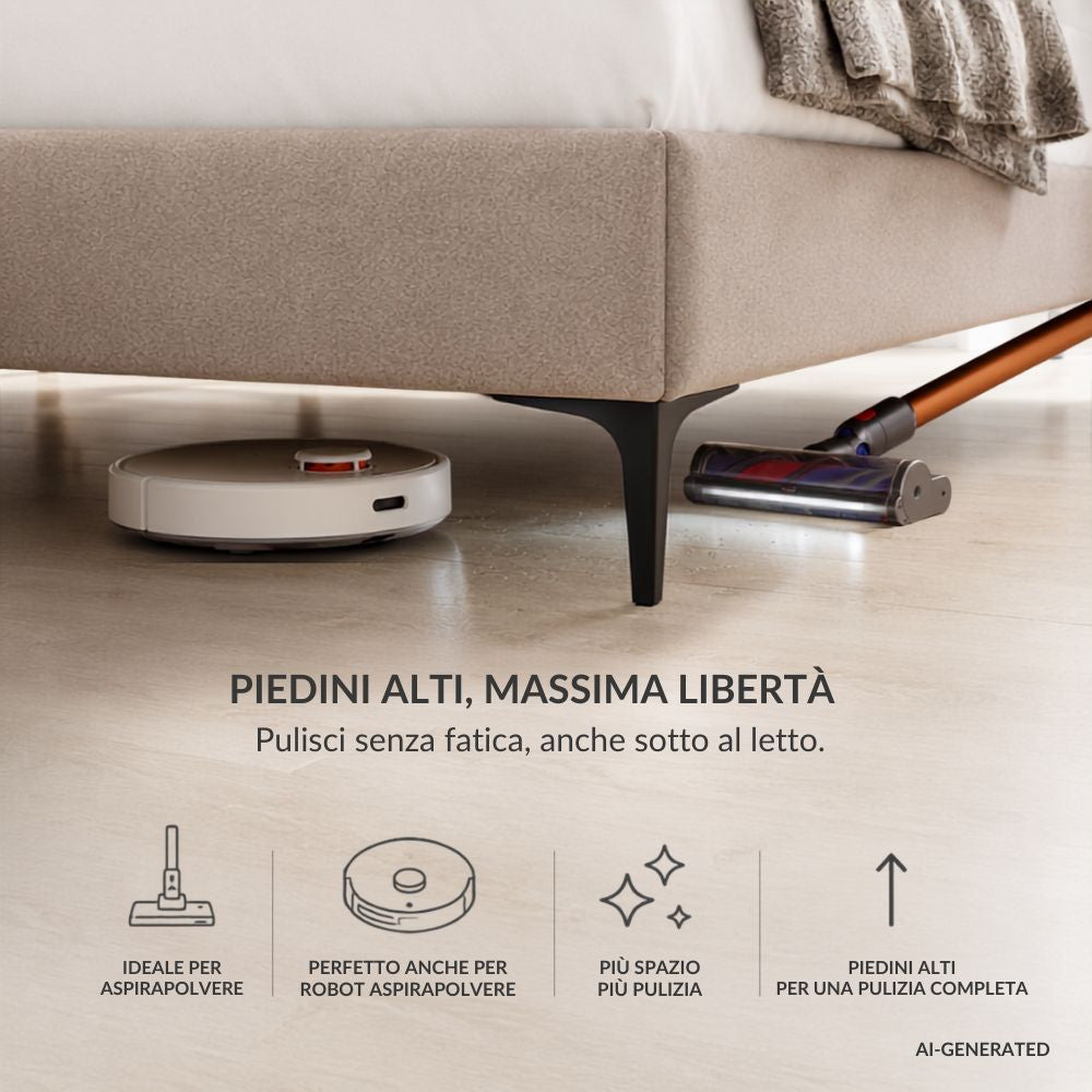 Letto matrimoniale con contenitore in tessuto tortora Vogue