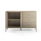 Buffet en métal avec 2 portes et 3 tiroirs 140x40x90H couleur sable Fayna
