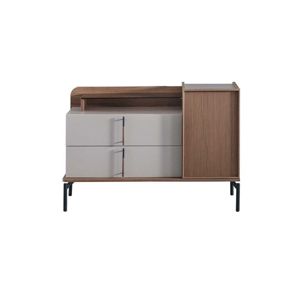 Camera da letto con letto contenitore e armadio con specchi colore beige e kaplan - Vega
