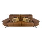 3-Sitzer-Sofa mit Kipplehnen und verstellbaren Kopfstützen, Farbe Karamell - Mary