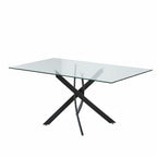 Tavolo 160×90 cm in vetro temperato con gambe incrociate nere Peyton