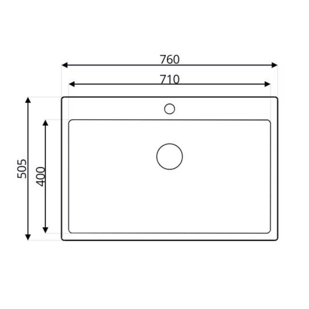 Lavello cucina incasso in acciaio una vasca 76x50.5x20H cm - SA233 Samet