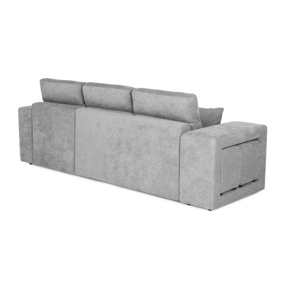 Divano con penisola reversibile e funzione letto e pouf colore grigio chiaro 266 cm - Lilo