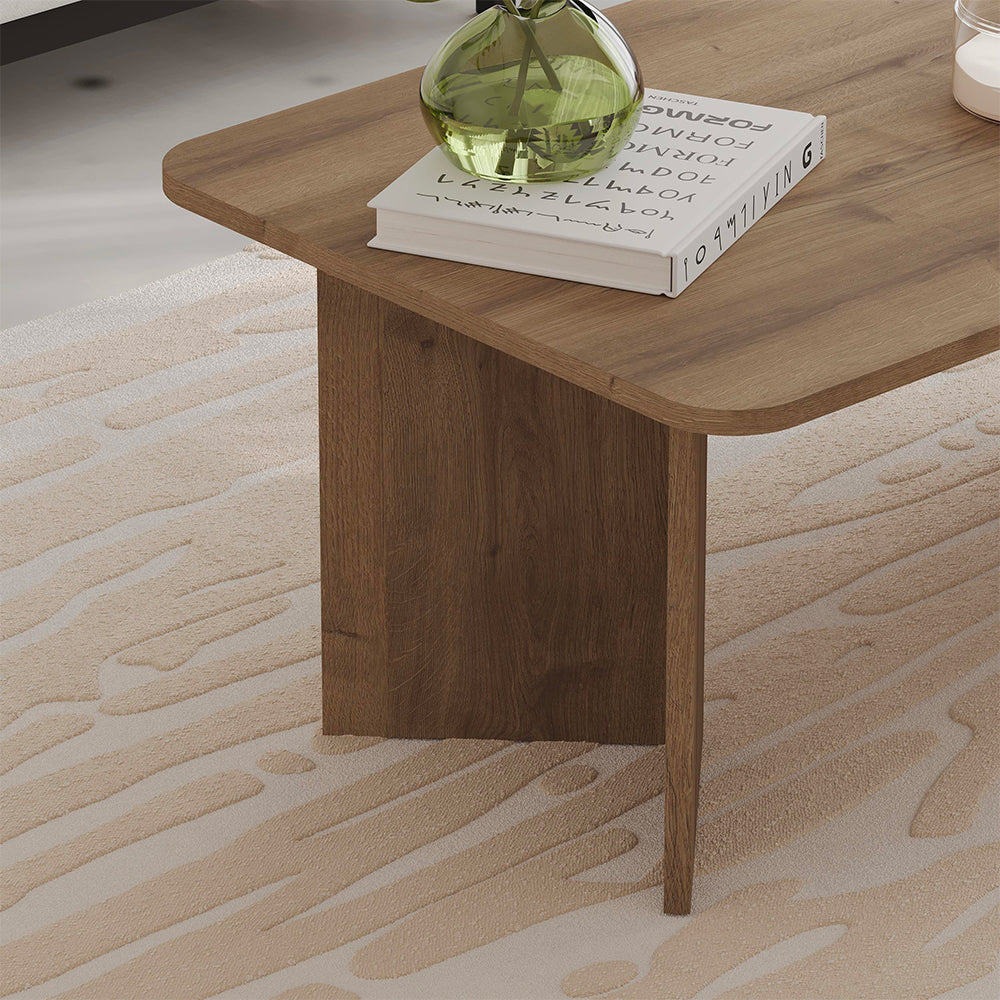 Tavolino da salotto 100x60 cm colore noce con bordi arrotondati Sam