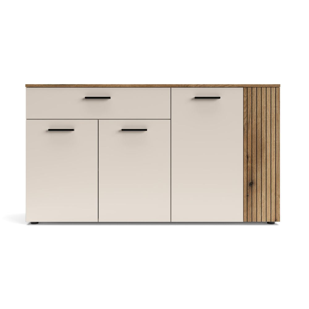 BUFFET 3 PORTES 1 TIROIR COULEUR CACHEMIRE/CHÊNE EVOQUE