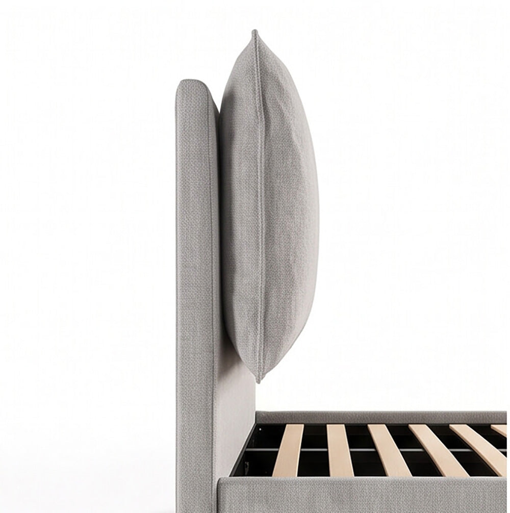 Letto matrimoniale con contenitore in tessuto grigio chiaro Vogue