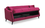Canapé 3 places convertible et coffre de rangement en tissu bordeaux - Montana