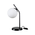 Lampe de table en métal noir et abat-jour sphérique en verre