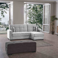 Divano letto con penisola reversibile e doppio contenitore tessuto grigio chiaro - Fermina Lounge