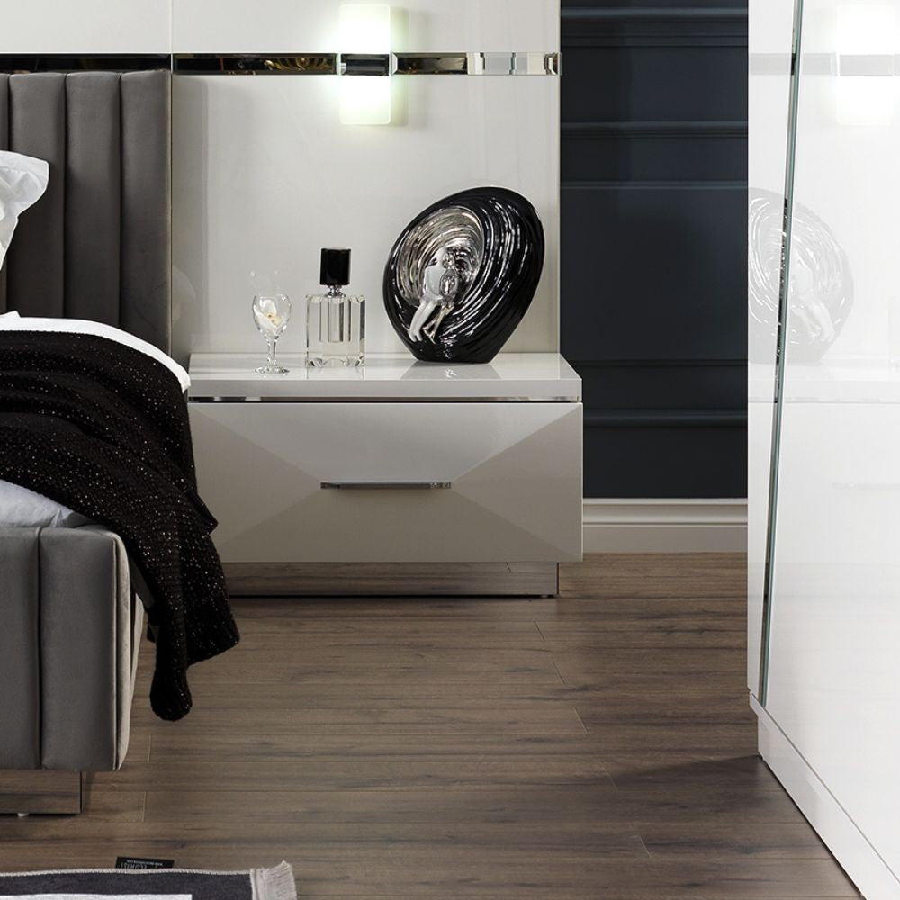 Chambre à coucher blanc brillant Rams armoire 2 portes coulissantes