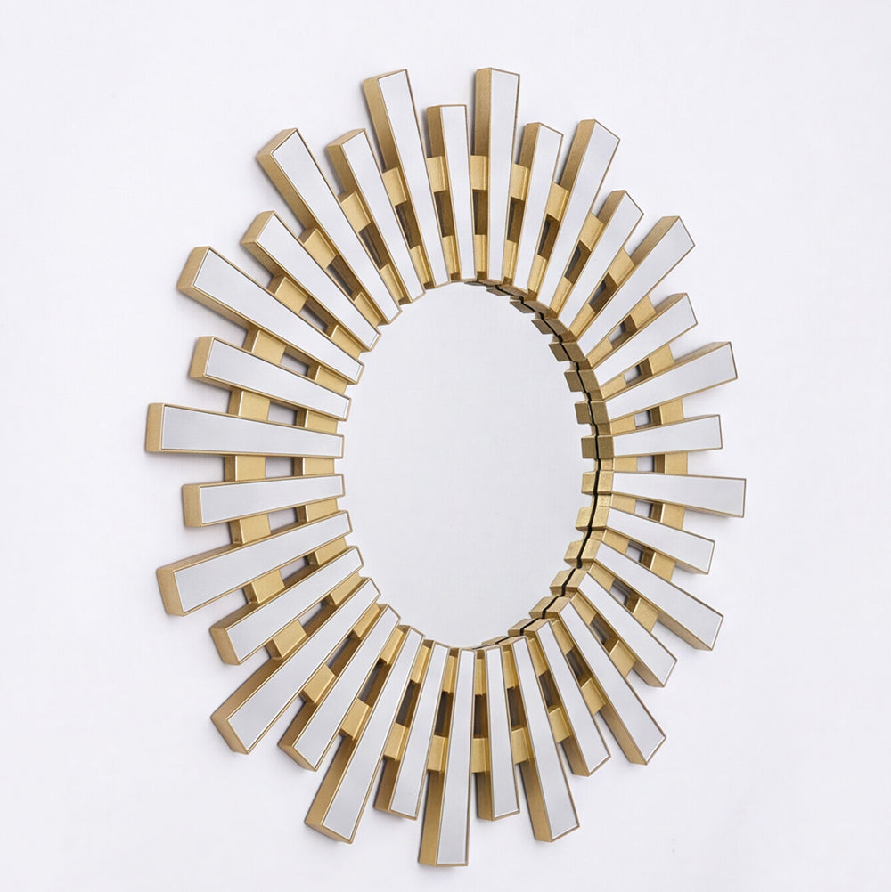 Specchio decorativo rotondo da parete 55x55 cm oro a raggiera MRTDYY20217GOLD