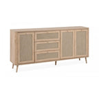 Enfilade en chêne sonoma de 175 cm avec 3 tiroirs et 3 portes effet raphia - KUTA51A