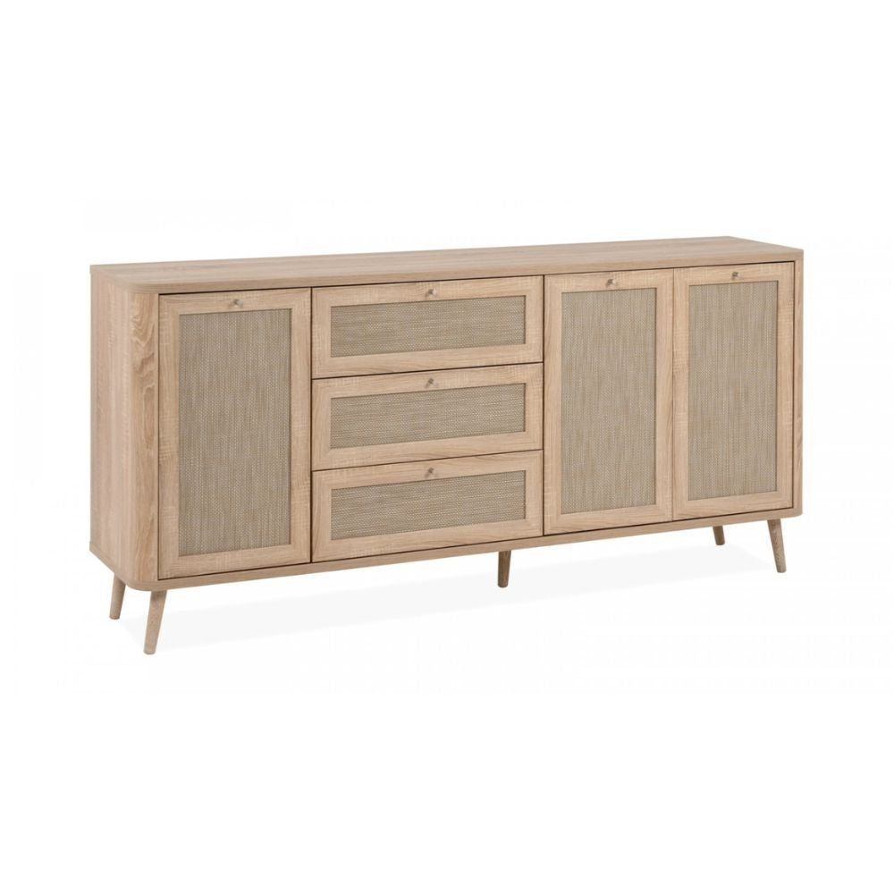 Madia rovere sonoma da 175 cm con 3 cassetti e 3 ante effetto rafia - KUTA51A