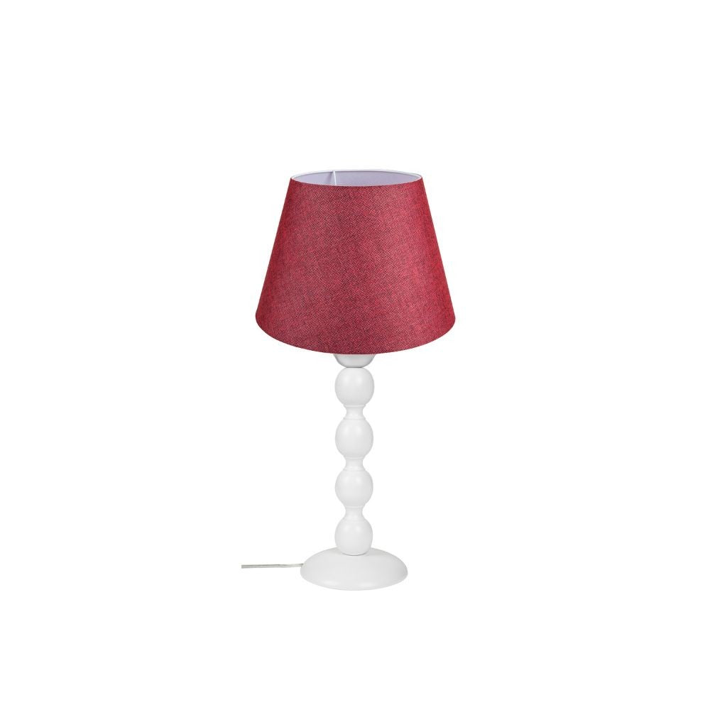 Lampada da tavolo con base bianca e paralume tessuto rosso - LAGUNAH372865