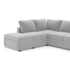 Divano angolare reversibile con funzione letto e bracciolo contenitore colore grigio - Jemmy