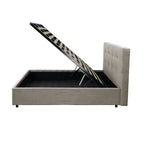 Lit simple avec rangement Ascoli 102x210x110H tissu Enjoy tourterelle