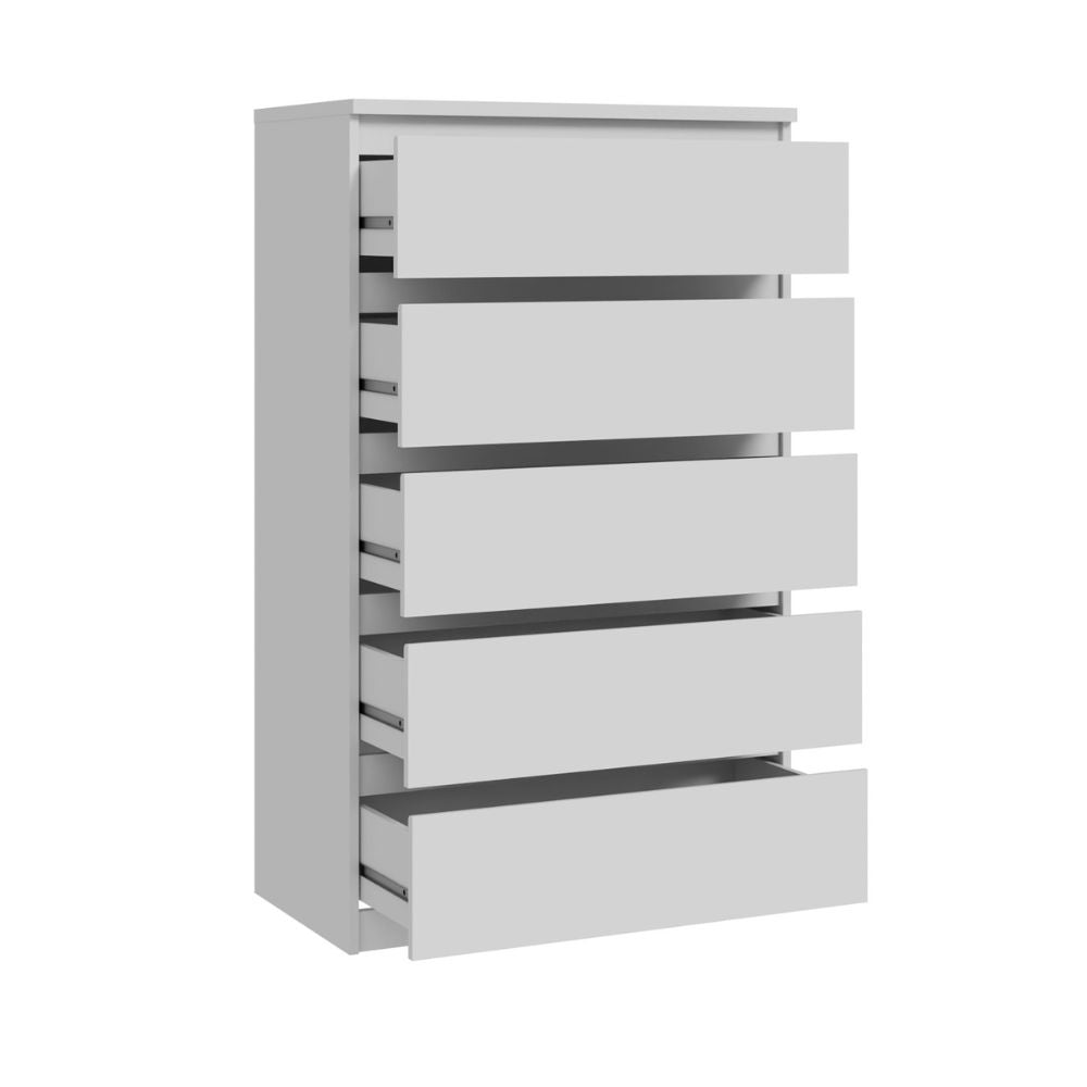 Cassettiera 5 cassetti colore bianco opaco  77.2x42.2x128H Morgan