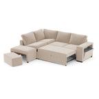 Divano letto angolare reversibile con bracciolo contenitore colore sabbia 248 cm - Kotty