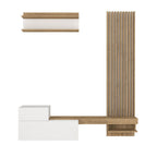 MUR ÉQUIPÉ DUMONT COULEUR BLANC ET CHÊNE AVEC 2 PORTES ABATTANTES ET ÉTAGÈRE