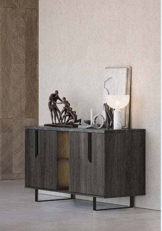 Madia con 4 ante e vano a giorno 165x83h cm colore palissandro nero - Zaira